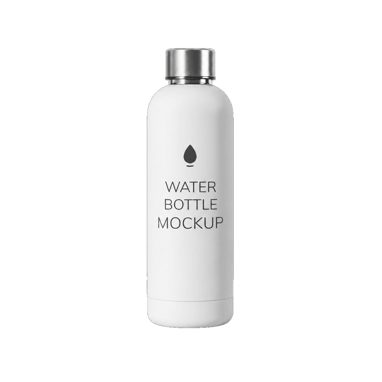 Transparent water bottle cutout with product shadow